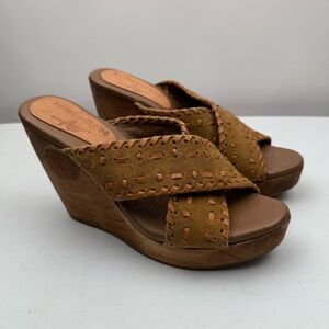 NEW Musse & Cloud Women's Cersei Wedge Sandal Leather Platform Sandal Size 8